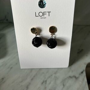 LOFT Black and Gold Drop Earrings with Textured Design